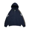 DT Chenille-patch hoodie met rits, blauw