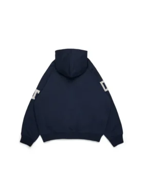 DT Chenille-patch hoodie met rits, blauw