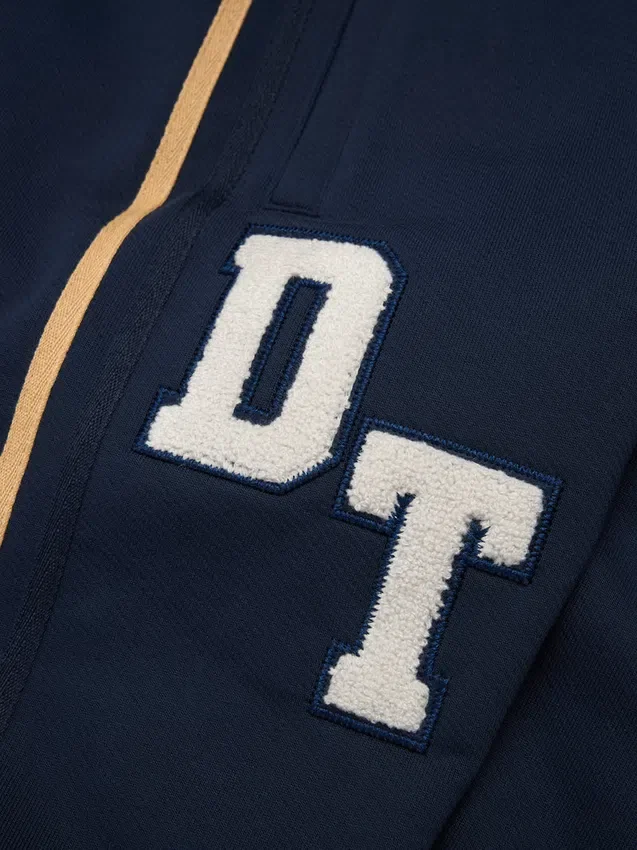 DT Chenille-patch hoodie met rits, blauw