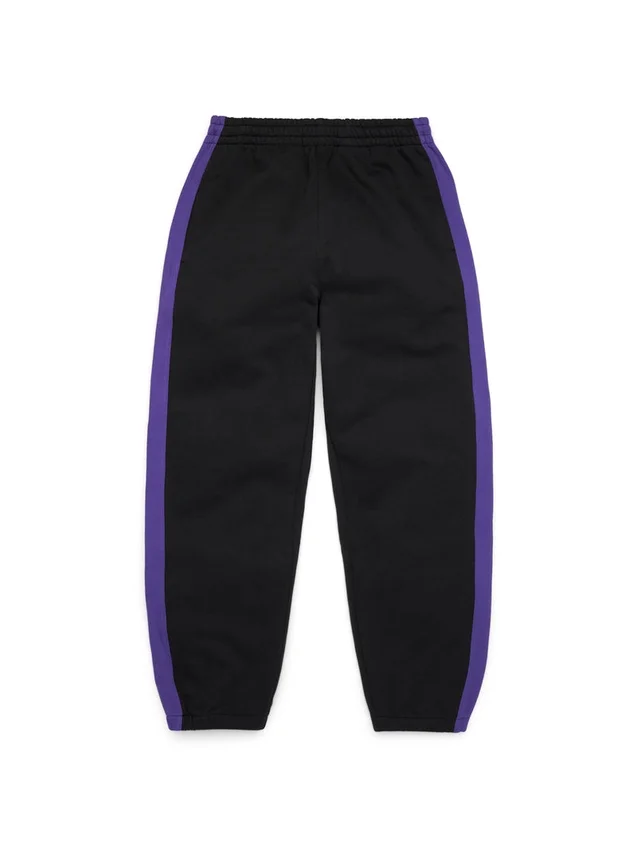 DT gestreepte joggingbroek met open zoom, zwart