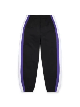 DT gestreepte joggingbroek met open zoom, zwart