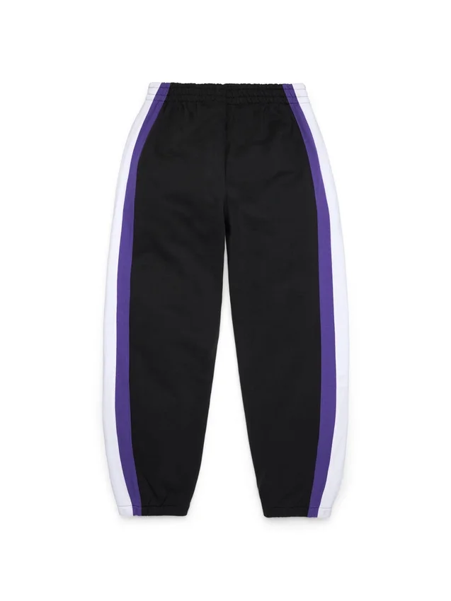 DT gestreepte joggingbroek met open zoom, zwart