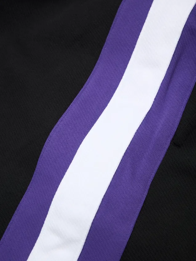 DT gestreepte joggingbroek met open zoom, zwart