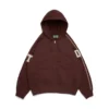 DT-hoodie met rits en chenille-patch, bruin