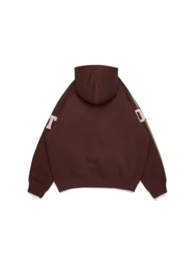 DT-hoodie met rits en chenille-patch, bruin
