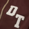DT-hoodie met rits en chenille-patch, bruin