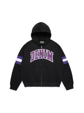 DT-streep hoodie met rits, zwart