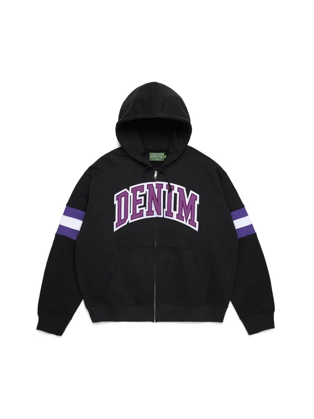 DT-streep hoodie met rits, zwart