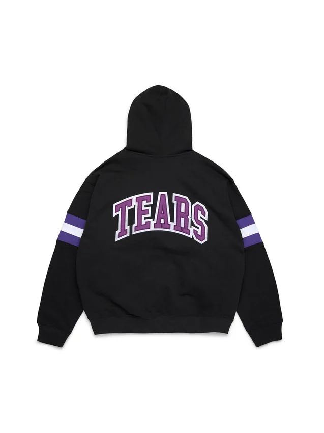 DT-streep hoodie met rits, zwart