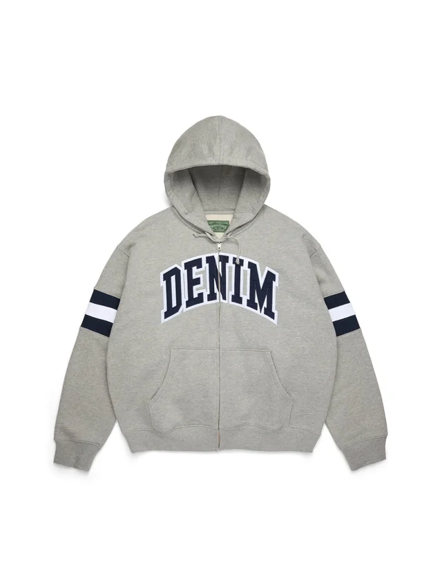 DT Stripe-hoodie met rits, grijs