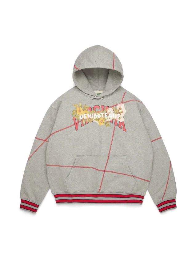 DT Virginia-hoodie met overlockstiksels, grijs