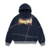 DT Virginia hoodie met overlockstiksels, marineblauw