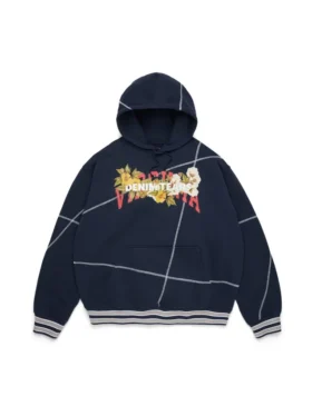 DT Virginia hoodie met overlockstiksels, marineblauw