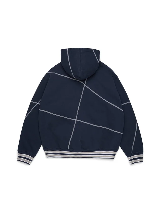 DT Virginia hoodie met overlockstiksels, marineblauw