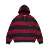 Gestreepte hoodie met rits en embleem, rood/marineblauw