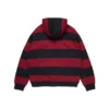 Gestreepte hoodie met rits en embleem, rood/marineblauw