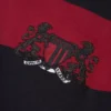 Gestreepte hoodie met rits en embleem, rood/marineblauw