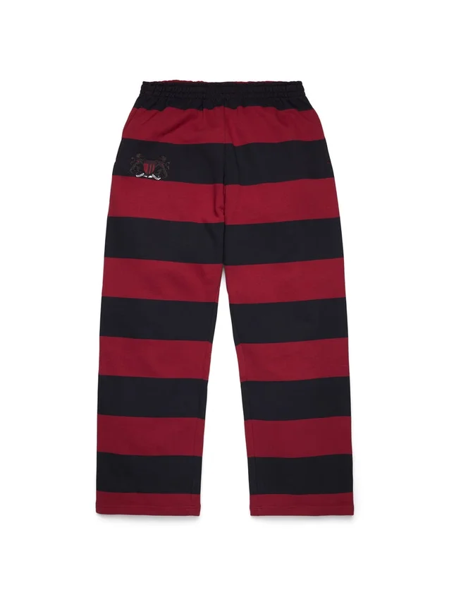 Gestreepte sweatpants met embleem en open zoom, rood/marineblauw
