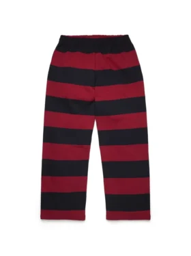 Gestreepte sweatpants met embleem en open zoom, rood/marineblauw