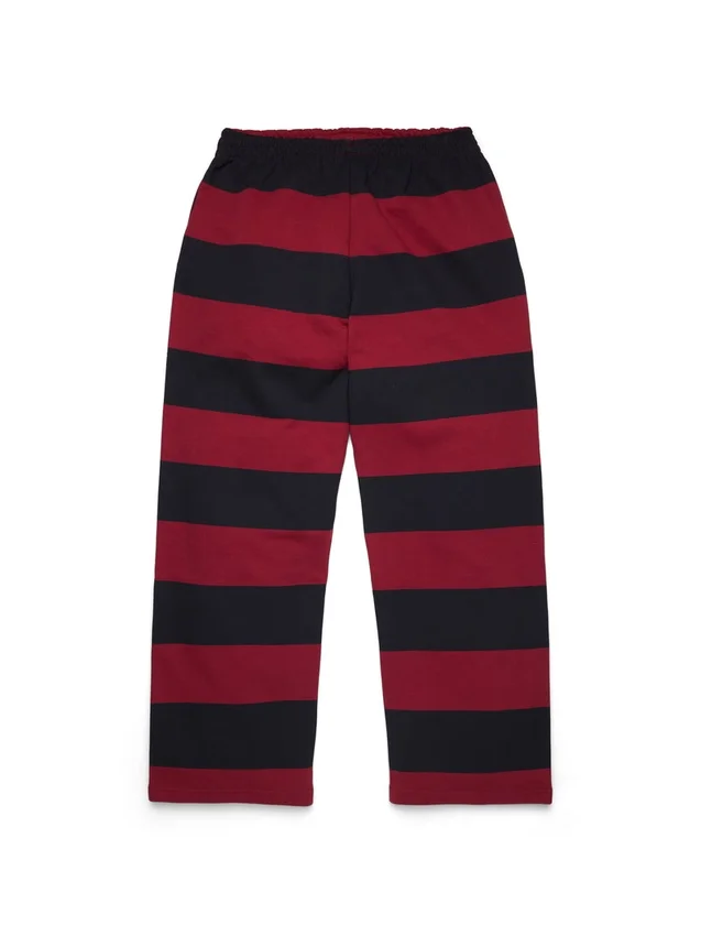 Gestreepte sweatpants met embleem en open zoom, rood/marineblauw