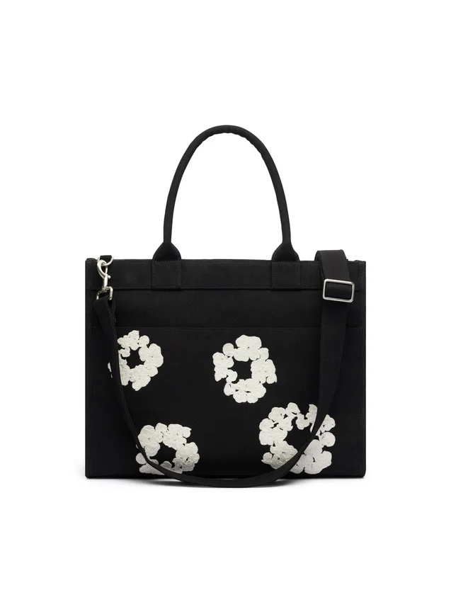 Grote katoenen Canvas-tas met Cotton Wreath-motief