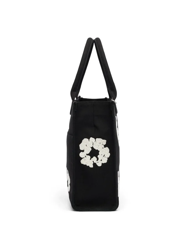 Grote katoenen Canvas-tas met Cotton Wreath-motief