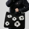 Grote katoenen Canvas-tas met Cotton Wreath-motief