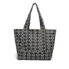 Jacquard-denim shopper met kransmotief, donkere wassing