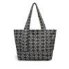 Jacquard-denim shopper met kransmotief, donkere wassing