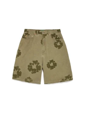 Katoenen korte broek met 'Cotton Wreath'-motief, khaki