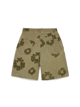 Katoenen korte broek met ‘Cotton Wreath’-motief, khaki
