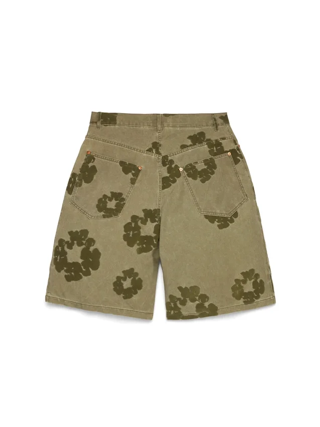 Katoenen korte broek met 'Cotton Wreath'-motief, khaki