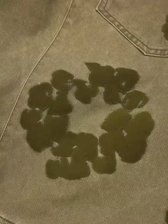 Katoenen korte broek met 'Cotton Wreath'-motief, khaki