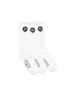 Katoenen Peace Wreath 3-pack sokken wit