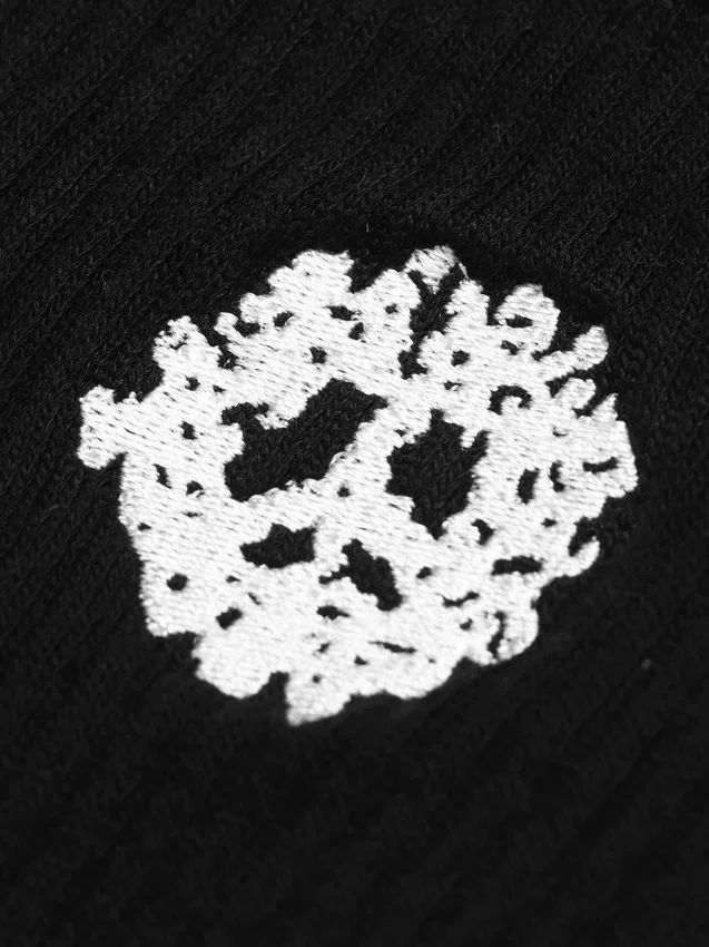 Katoenen Peace Wreath-sokken, 3-pack, zwart