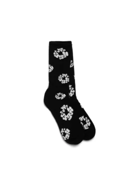 Katoenen sokken met Cotton Wreath-motief, zwart
