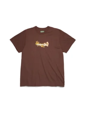 Katoenen T-shirt met bloemenlogo, bruin