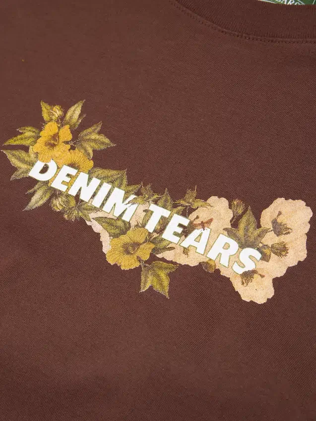 Katoenen T-shirt met bloemenlogo, bruin