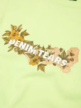 Katoenen T-shirt met bloemenlogo, limoengroen