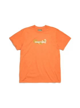 Katoenen T-shirt met bloemenlogo, oranje