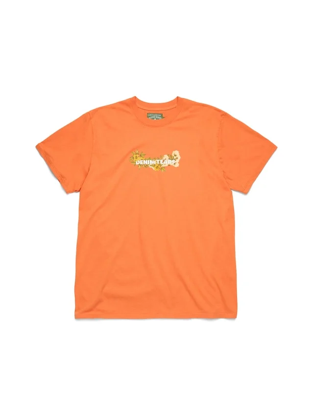 Katoenen T-shirt met bloemenlogo, oranje