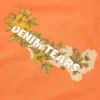 Katoenen T-shirt met bloemenlogo, oranje