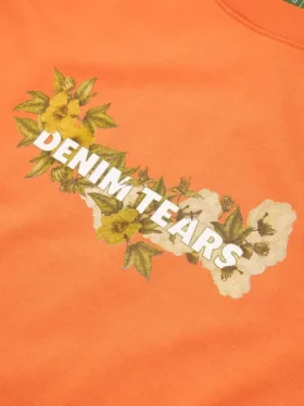 Katoenen T-shirt met bloemenlogo, oranje