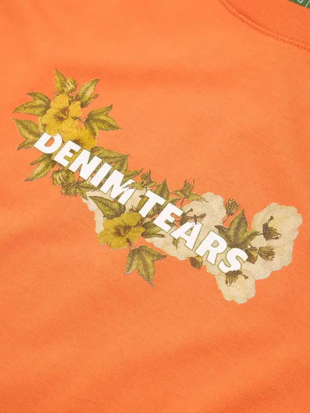 Katoenen T-shirt met bloemenlogo, oranje