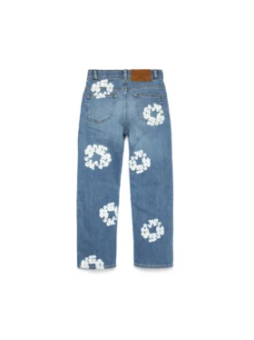 Kinderdenim met Cotton Wreath-motief, licht indigo