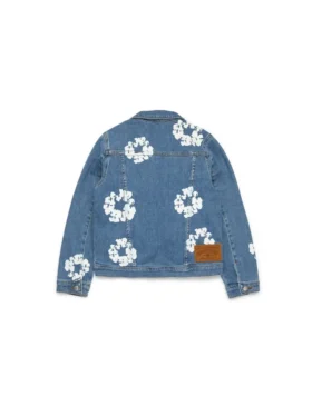 KinderDenimjas met Cotton Wreath-motief, licht indigo
