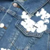 KinderDenimjas met Cotton Wreath-motief, licht indigo