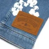 KinderDenimjas met Cotton Wreath-motief, licht indigo