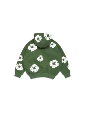 Kinderhoodie met Cotton Wreath en rits, groen