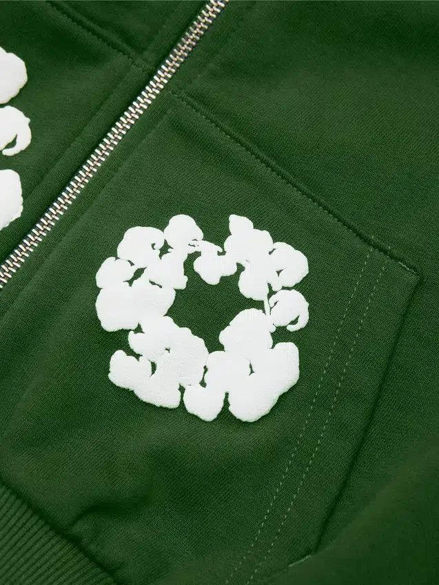 Kinderhoodie met Cotton Wreath en rits, groen